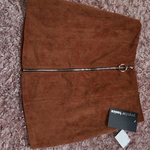 Corduroy style A line mini skirt with a zipper accent size M